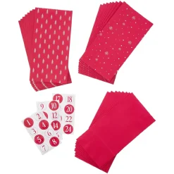 Online Adventskalender-Set, 24 Tüten/Sticker, Rot/weiß Adventskalender