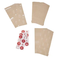Discount Adventskalender-Set, Tüten/Sticker, Haus/creme Geschenkverpackung|Adventskalender