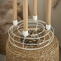 Best Adventskranz Rustik, Stabkerzen/weiß Matt, 25 Cm Adventskränze & Zubehör|Weihnachtsdeko