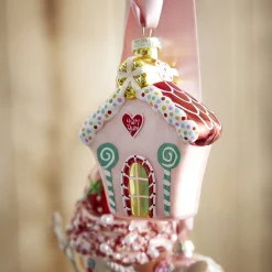 Anhänger Fancy, Bunt, Haus/rosa, 10 Cm Weihnachtsbaumschmuck