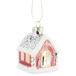 Best Anhänger Fancy, Bunt, Haus/Schnee, 7 Cm Weihnachtsbaumschmuck