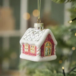 Best Anhänger Fancy, Bunt, Haus/Schnee, 7 Cm Weihnachtsbaumschmuck