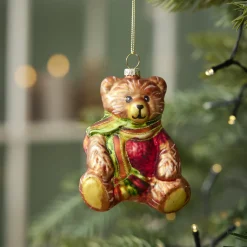 Anhänger Fancy, Bunt, Teddy/Schal, 9 Cm Weihnachtsbaumschmuck