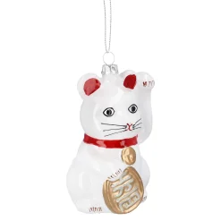 Anhänger Fancy, Bunt, Winkekatze/weiß, 10 Cm Weihnachtsbaumschmuck