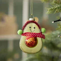New Anhänger Fancy, Klein, Avocado Mit Kopfhörer Weihnachtsbaumschmuck