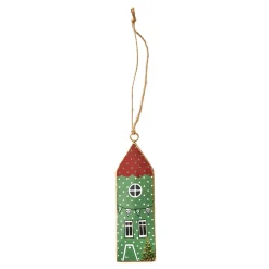 Hot Anhänger Haus, Grün, 13 Cm Deko-Anhänger|Weihnachtsbaumschmuck