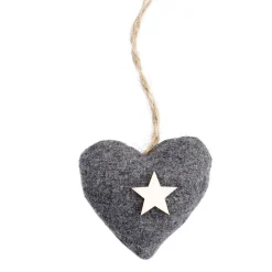 Best Anhänger Herz Mit Holzstern, Grau Weihnachtsbaumschmuck|Weihnachtsdeko