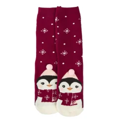 Anti-Rutschsocken Xmas, Pinguin Dunkelrot, Größe 36 - 41 Geschenkideen|Fashion