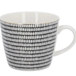 Best Becher China, Stäbchen/Kreis, Schwarz/weiß, 300 Ml, Goldrand Küche