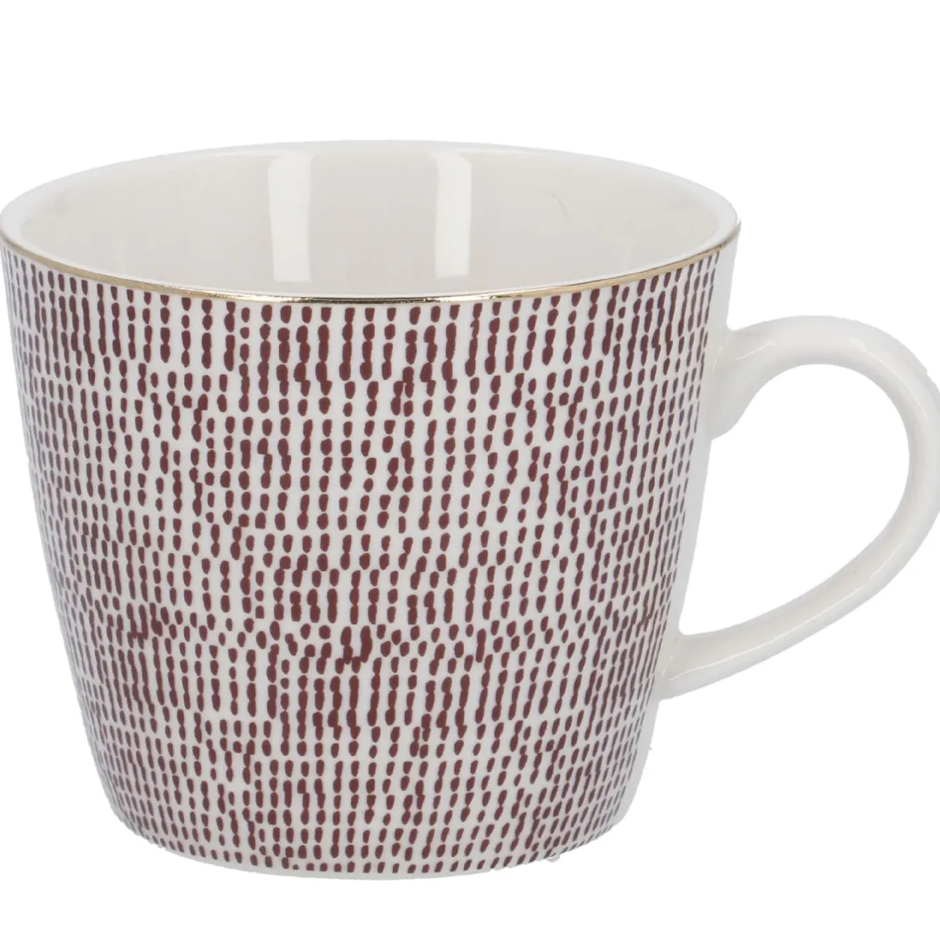 Outlet Becher China, Striche, Bordeaux/weiß, 300 Ml, Goldrand Küche