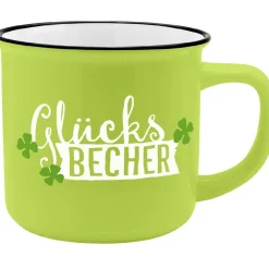 Sale Becher Emaille-Optik, Glücksbecher, 350 Ml Küche