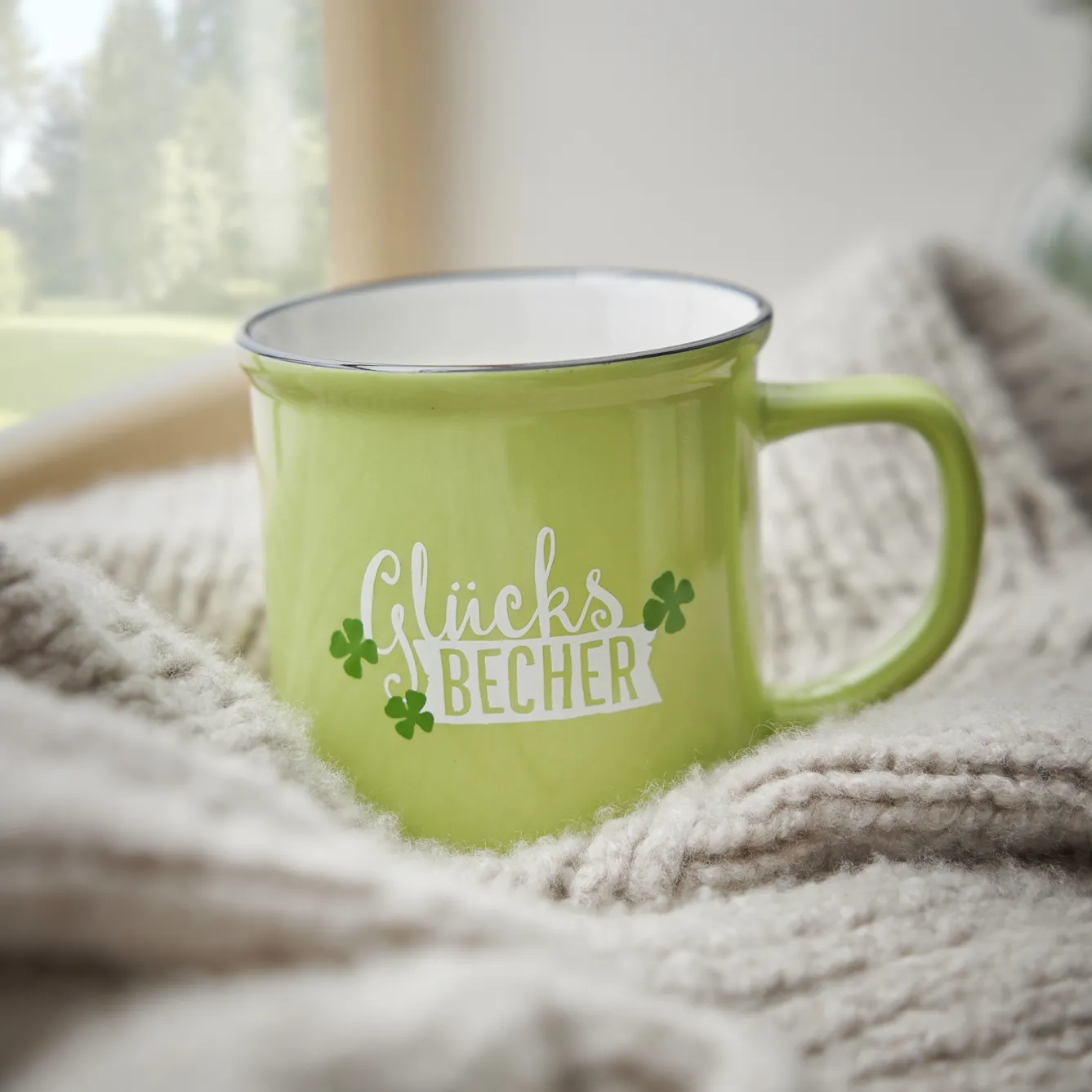 Sale Becher Emaille-Optik, Glücksbecher, 350 Ml Küche