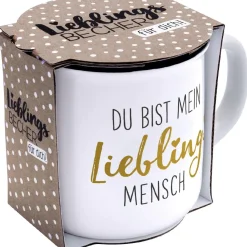 Clearance Becher Emaille-Optik, Lieblingsmensch, 350 Ml Küche