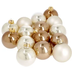 Clearance 15er Glaskugeln 6 Cm, Champagner Weihnachtsbaumschmuck|Weihnachten