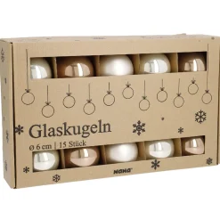 Clearance 15er Glaskugeln 6 Cm, Champagner Weihnachtsbaumschmuck|Weihnachten