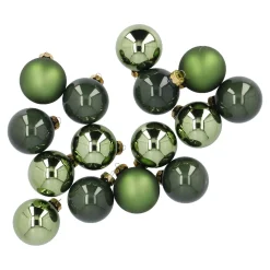 New 15er Glaskugeln 6 Cm, Moosgrün Weihnachten|Weihnachtsbaumschmuck