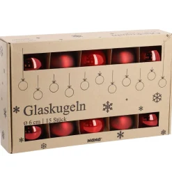 Discount 15er Glaskugeln 6 Cm, Rot Weihnachtsbaumschmuck|Weihnachten