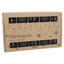 Sale 15er Glaskugeln 6 Cm, Schwarz Weihnachtsbaumschmuck|Weihnachten