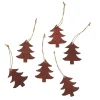 New 6er Set Anhänger Holz, Tanne, Dunkelbraun Weihnachtsbaumschmuck|Adventskränze & Zubehör