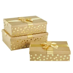 Sale 3er Set Geschenkkarton Dots/Schleife, Gold Geschenkverpackung|Geburtstag