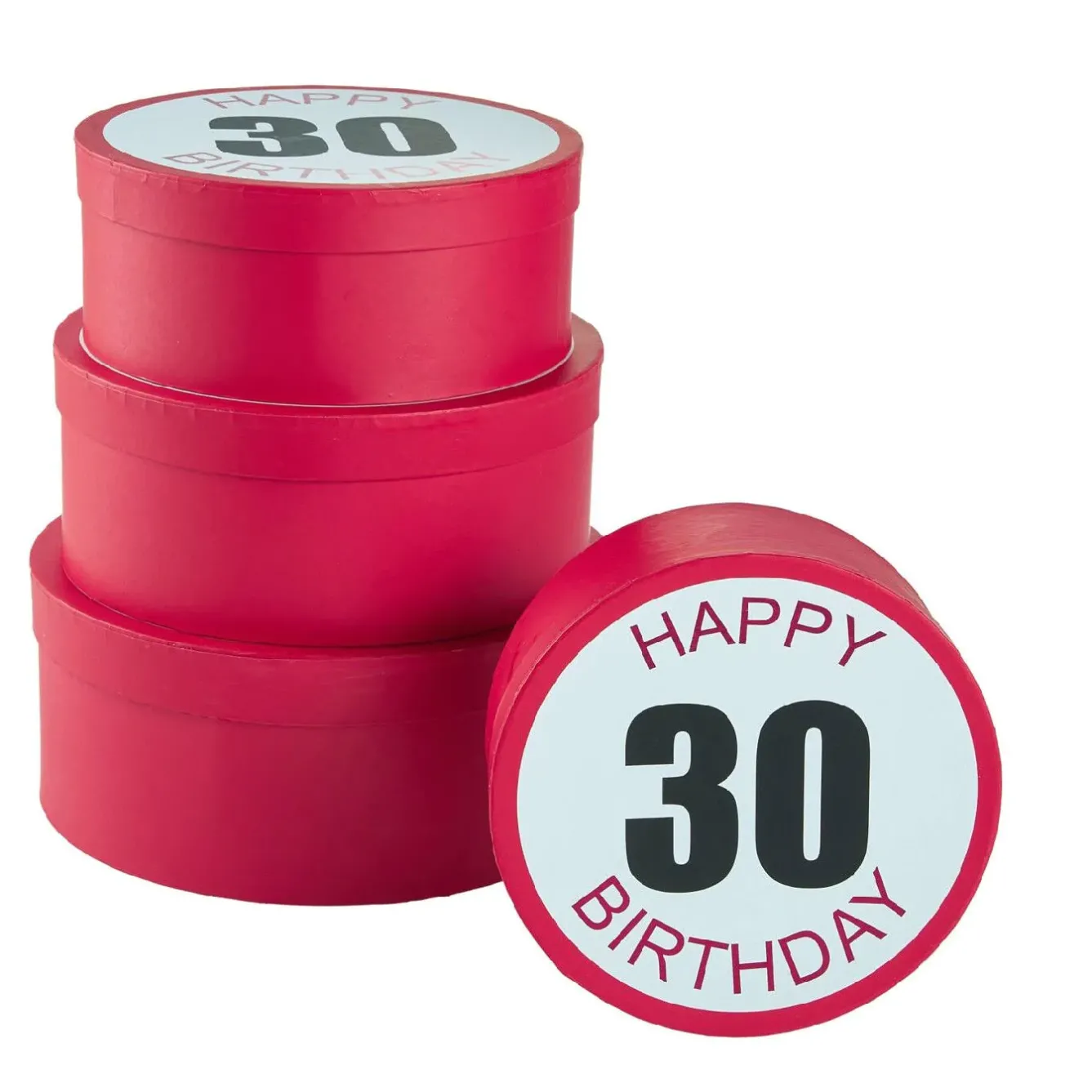 Best 4er Set Geschenkkarton Geburtstag/30, Rund Geschenkverpackung|Geburtstag