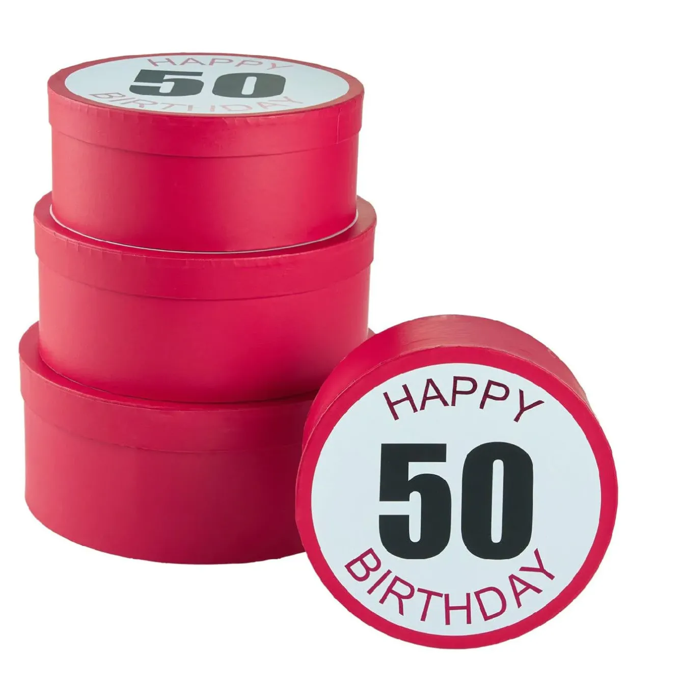 Hot 4er Set Geschenkkarton Geburtstag/50, Rund Geschenkverpackung|Geburtstag