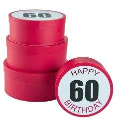 Best 4er Set Geschenkkarton Geburtstag/60, Rund Geschenkverpackung|Geburtstag
