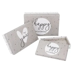 3er Set Geschenkkarton Geburtstag, Weiß/grau Geschenkverpackung|Geschenkideen