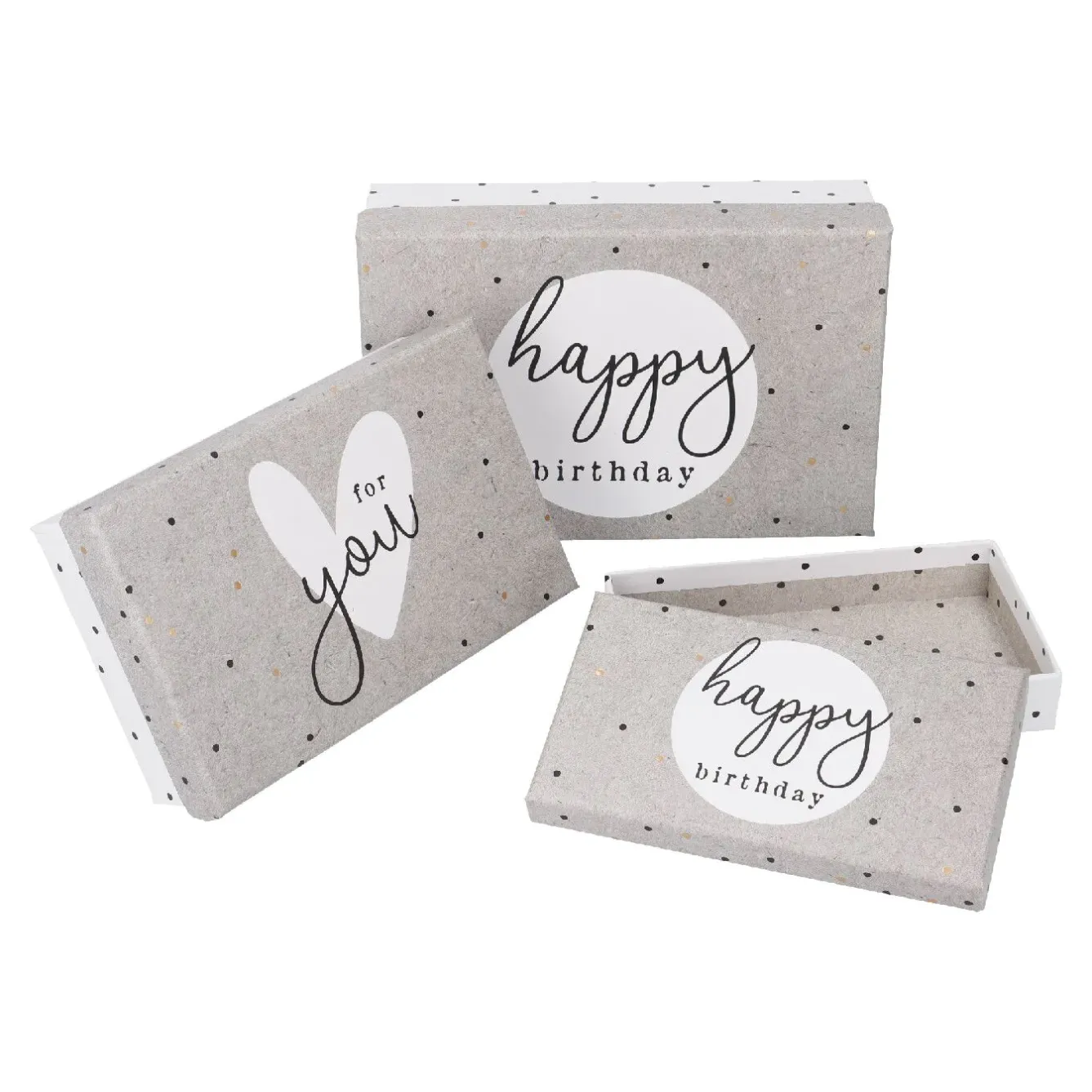 3er Set Geschenkkarton Geburtstag, Weiß/grau Geschenkverpackung|Geschenkideen