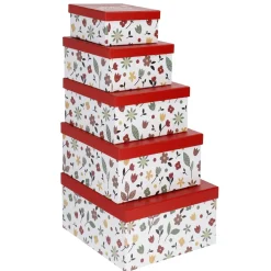 Outlet 5er Set Geschenkkarton Motiv, Weiß Geschenkverpackung|Geschenkideen
