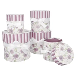Clearance 5er Set Geschenkkarton Rosenl/rund, Lila Hochzeitsgeschenke|Geschenkverpackung