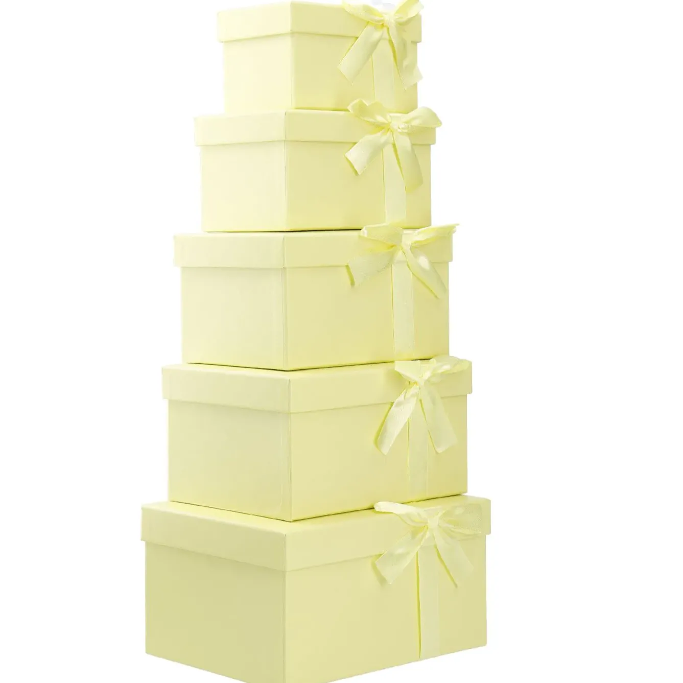 Online 5er Set Geschenkkarton Schleife, Gelb Geschenkverpackung