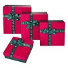 4er Set Geschenkkarton Schleife, Dunkelgrün/rot Geschenkideen|Geschenkverpackungen