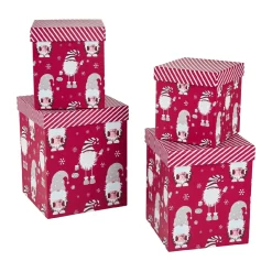 Online 4er Set Geschenkkarton Wichtel, Rot Geschenkverpackungen