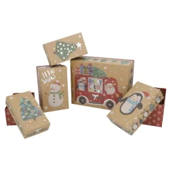 5er Set Geschenkkarton Xmas-Motiv Geschenkverpackungen|Weihnachten
