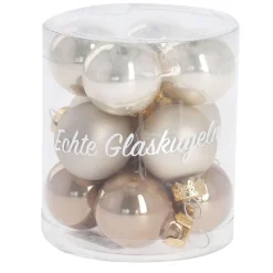New 12er Set Glaskugeln 2,5 Cm, Champagner Weihnachtsbaumschmuck|Adventskränze & Zubehör