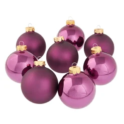 Clearance 8er Set Glaskugeln 8 Cm, Lila Weihnachtsbaumschmuck