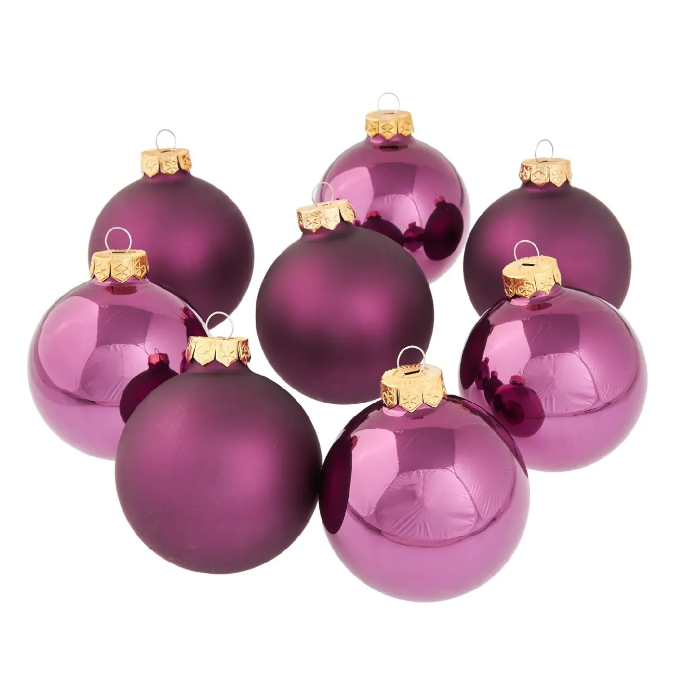Clearance 8er Set Glaskugeln 8 Cm, Lila Weihnachtsbaumschmuck