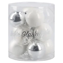 Hot 12er Set Glaskugeln 2,5 Cm, Weiß/silber/frost Weihnachtsbaumschmuck|Adventskränze & Zubehör