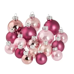 Hot 17er Set Glaskugeln Mix, Rosa Weihnachtsbaumschmuck|Adventskränze & Zubehör