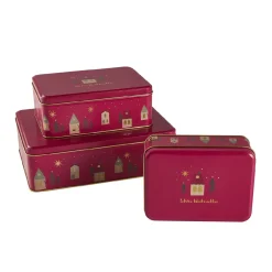 Best 3er Set Keksdose Häuser, Eckig Weihnachtsbäckerei|Weihnachten
