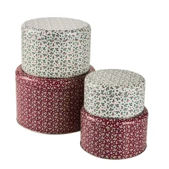 Sale 4er Set Keksdose Ilex, Rund, Rot/weiß Weihnachtsbäckerei