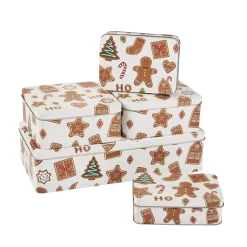 Sale 5er Set Keksdose Keksmix, Eckig, Weiß Geschenkideen|Weihnachtsbäckerei