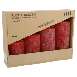 Online 4er Set Kerze Rustik, Gestuft, Rot Kerzen & Kerzenständer|Weihnachtskerzen