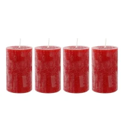 Outlet 4er Set Kerze Rustik, Rot, 6 X 10 Cm Weihnachtskerzen|Adventskränze & Zubehör