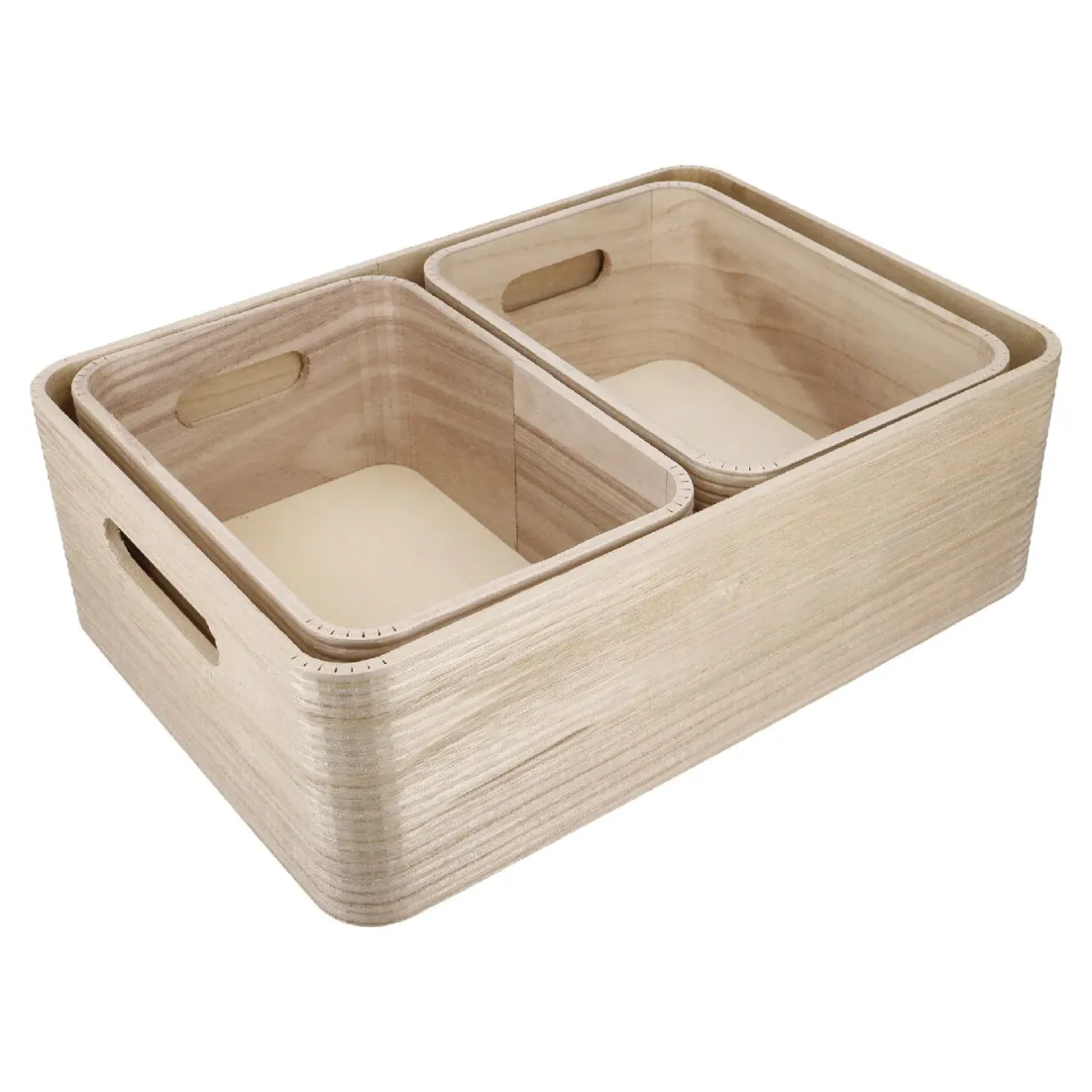 Hot 3er Set Kiste, Geriffelt/natur Organisation