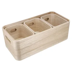 4er Set Kiste, Geriffelt/natur Organisation