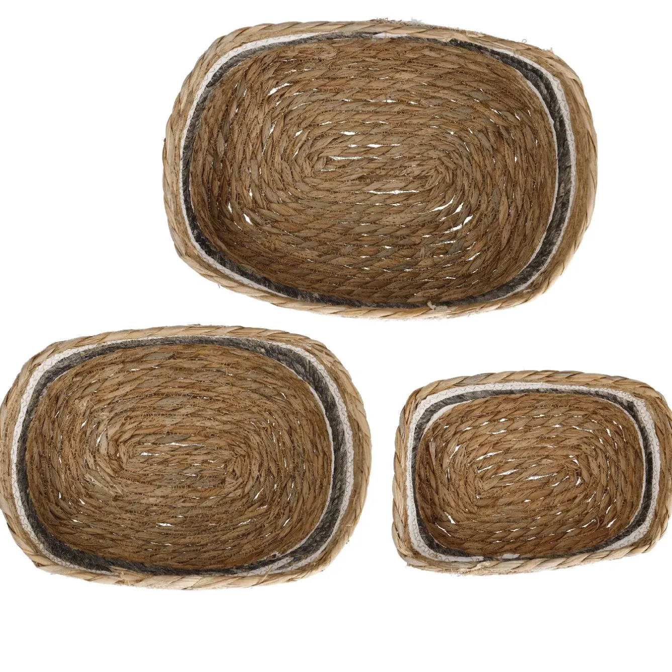 Discount 3er Set Korb Natur, Eckig/natur/grau/weiß Organisation