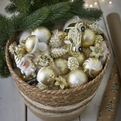 Sale 27er Set Kugelset Kunststoff, Champagner Weihnachtsbaumschmuck