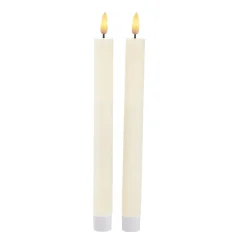 Discount 2er Set LED-Stabkerze Rustik, Hellcreme, 24 Cm Tischdeko Hochzeit|Hochzeitsdeko